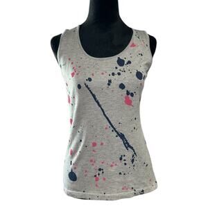 JW Los Angeles Angel Knit Gray Splatter Tank Top XS
